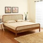 Mango Wood Queen Size Bed Honey Finish | Mattress Size-60 x 78 Inches Without Storage Palang for Bedroom Living Room Home Hotel Furniture | DIY Assembly