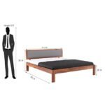 Wooden King Size Bed for Bedroom | Wooden Double Bed | Platform Cot Bed with Upholstered Cushioned Headboard - Image 6