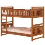 Sheesham Wood Single Size Bunk Bed Without Storage Solid Wood Wooden Cot Palaung for Bedroom Living Room (Honey) - Image 2
