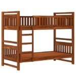 Sheesham Wood Single Size Bunk Bed Without Storage Solid Wood Wooden Cot Palaung for Bedroom Living Room (Honey) - Image 3